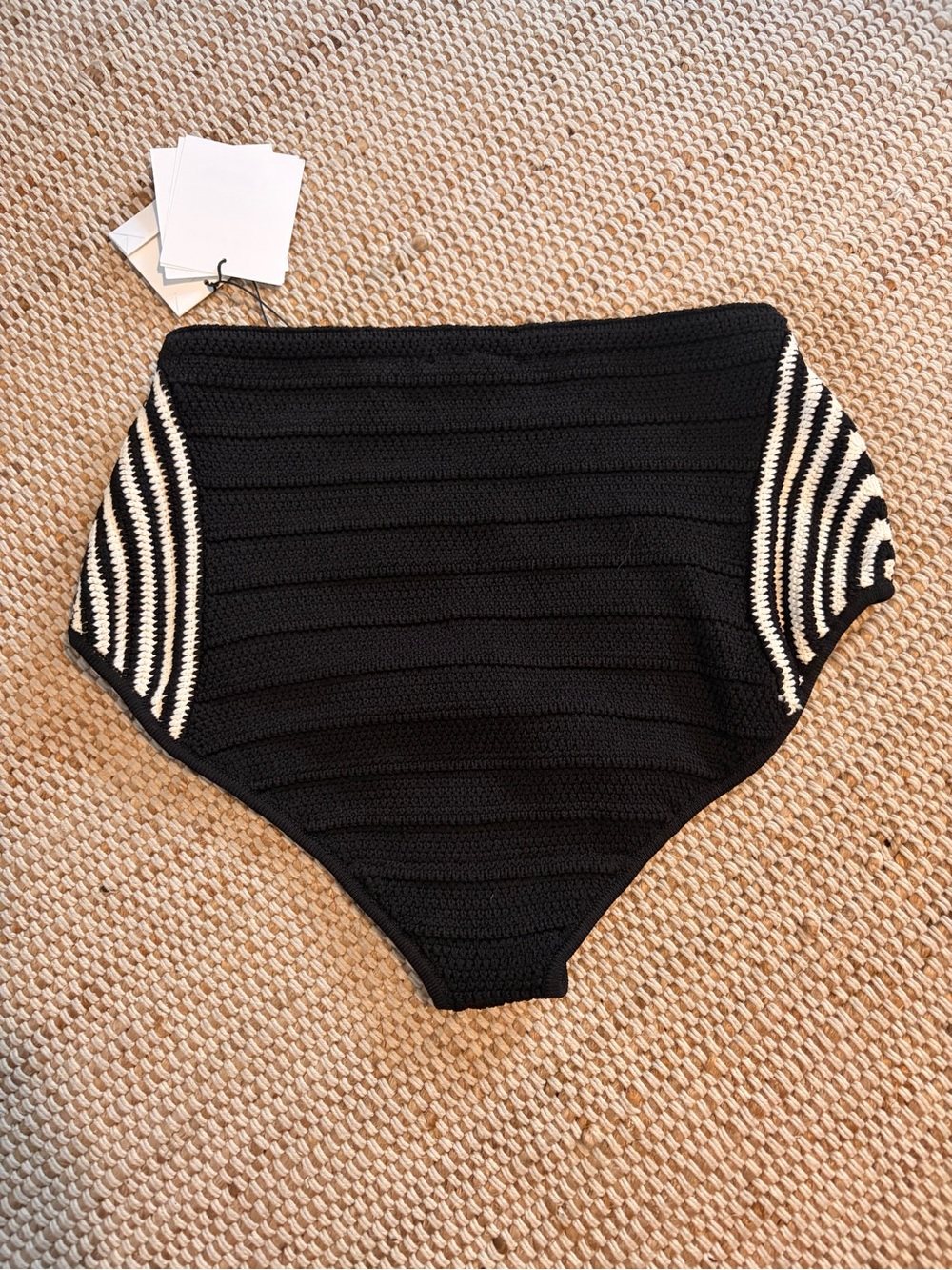Sandro Black Textured Knit High-Waist Bikini Bottom - Picture 2 of 3